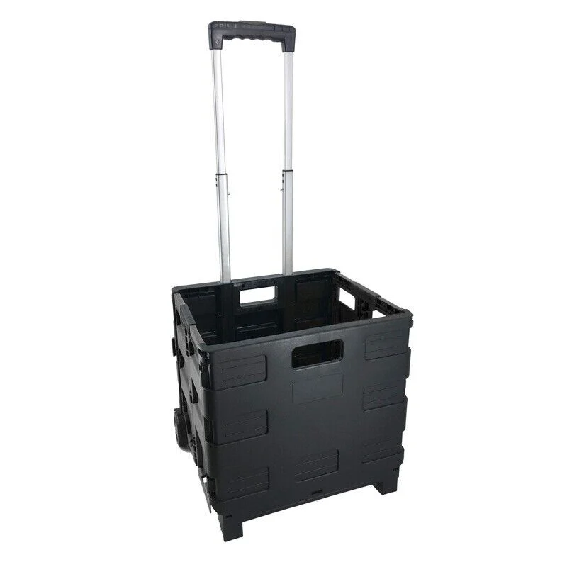 Foldable Shopping Cart Trolley | Pack & Roll Folding Crate | Portable Grocery Basket