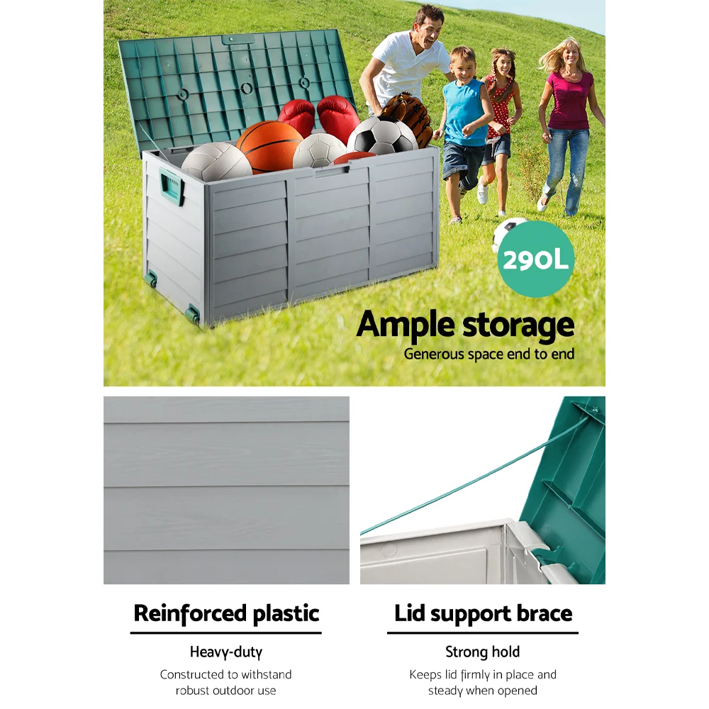 Gardeon Outdoor Storage Box | Lockable Garden Tool Container | 290 litre Capacity