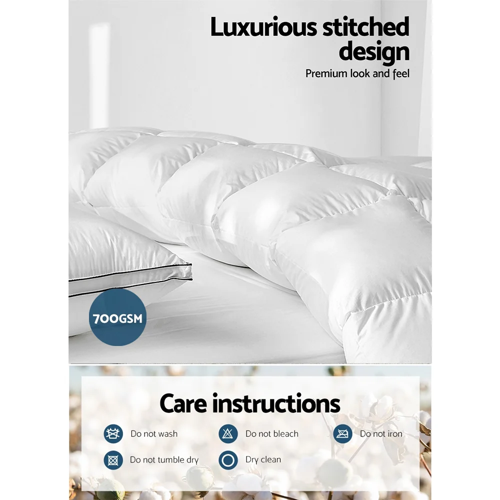 Duck Down Feather Quilt Doona in Queen King Super King Size 500gsm 700gsm