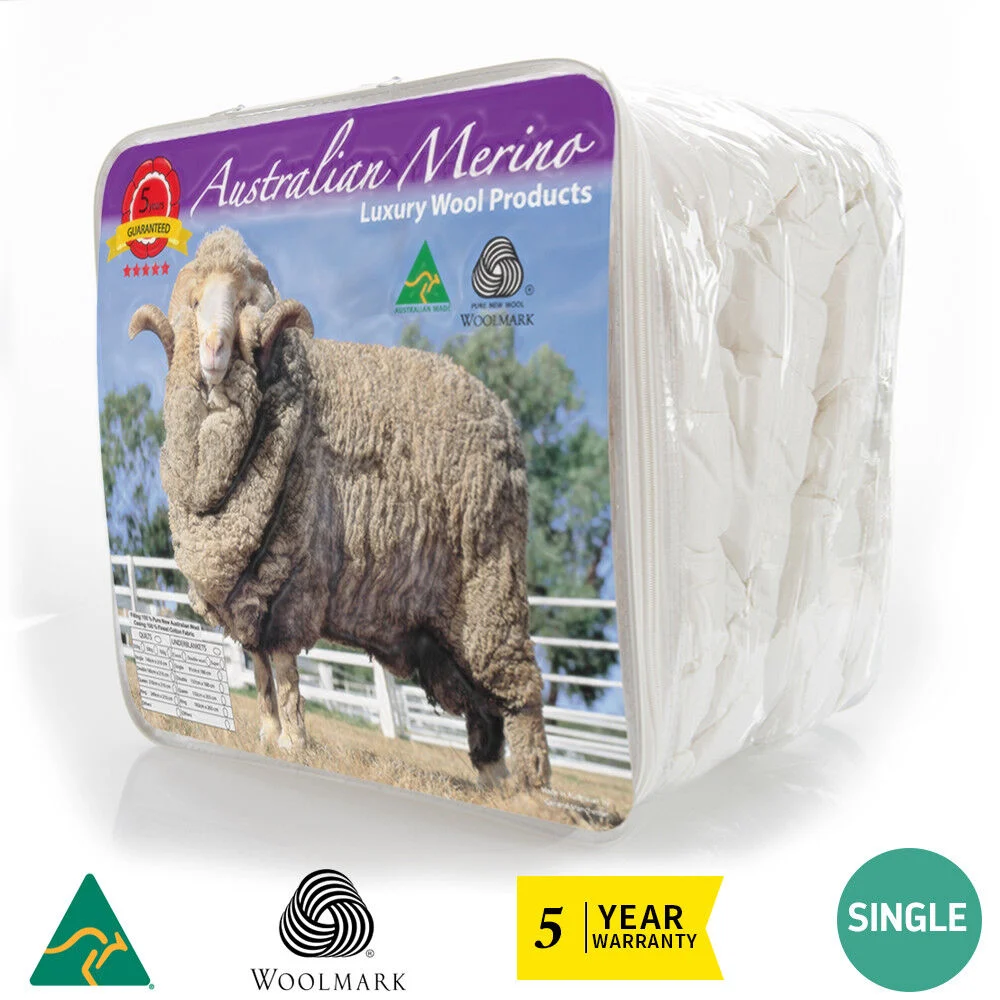 Australian Made Luxury Winter 100% Merino Wool Quilt Doona All Sizes 200/350/500/700gsm