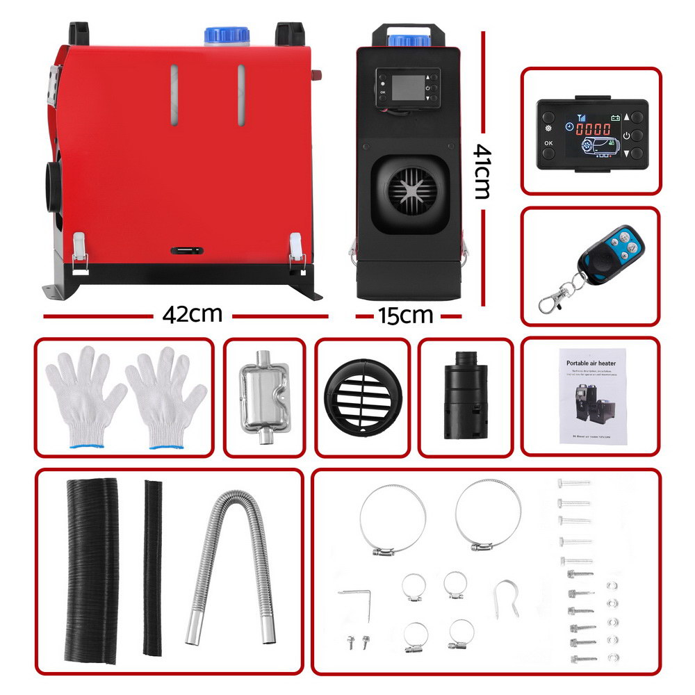 Diesel Air Heater All-in-one 12V 5KW LCD Remote Control for Car RV Indoors Caravan Camping Shed