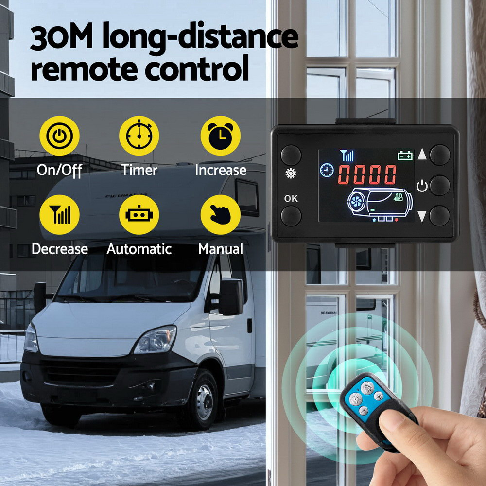 Diesel Air Heater All-in-one 12V 5KW LCD Remote Control for Car RV Indoors Caravan Camping Shed