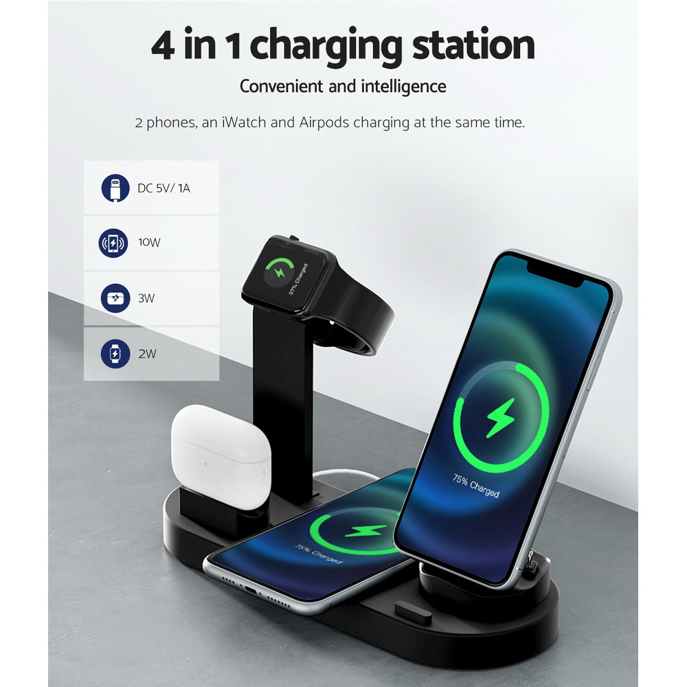 4-in-1 10W Wireless Charger Dock Multi-function Charging Station for iPhone