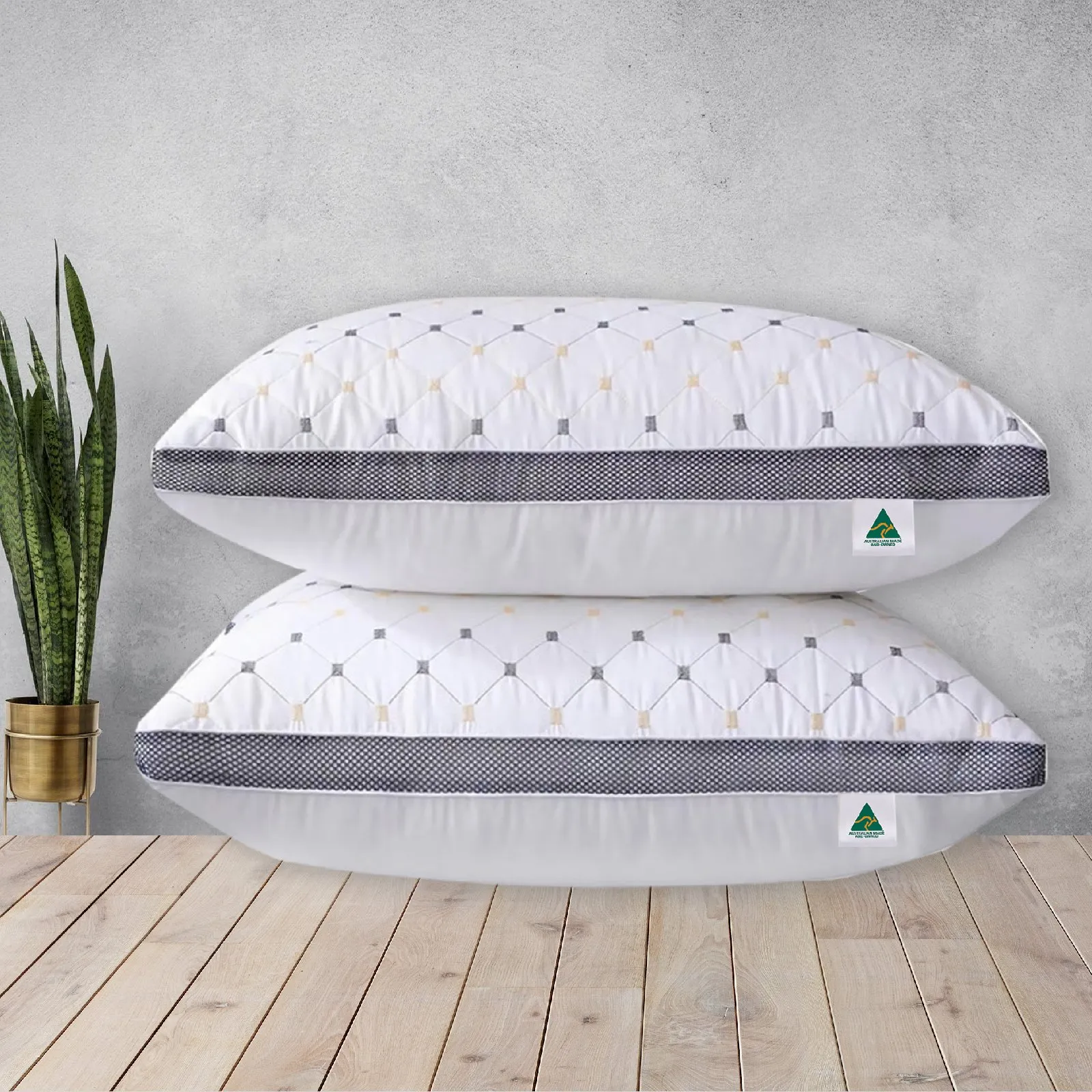 Australian Made Hotel Quality Diamond Checked Ultra Plush Soft Pillow