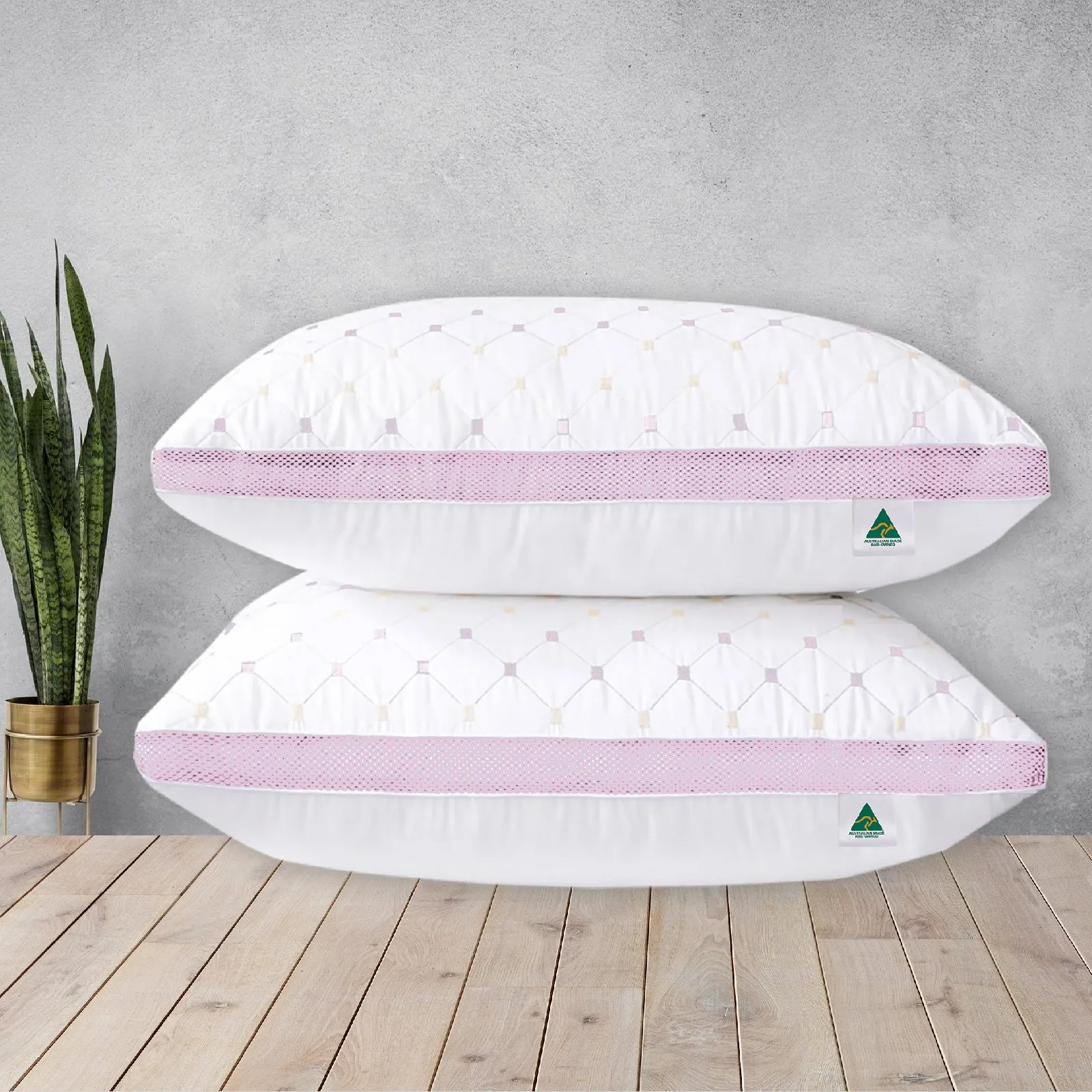 Australian Made Hotel Quality Diamond Checked Ultra Plush Soft Pillow